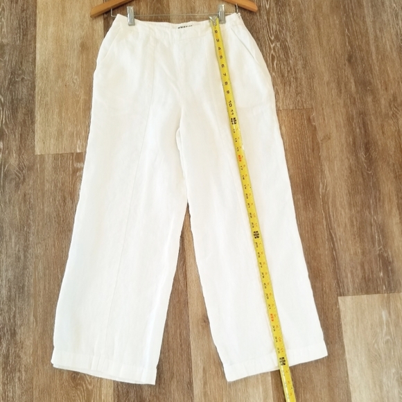 Whistles White Relaxed Leg Cropped Flare Linen Blend Pants Lightweight Flowy EUC - Picture 8 of 16